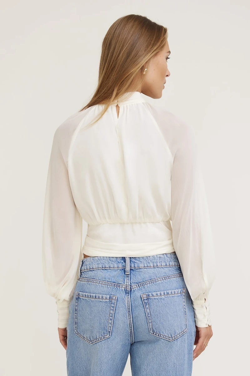 Blouse en chiffon à col montant