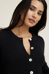 Cardigan pelucheux à col rond Amanda