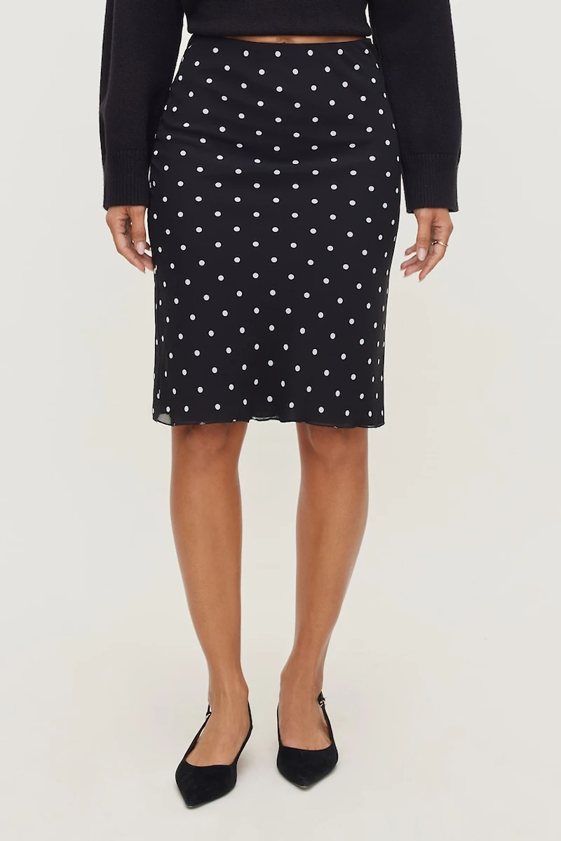 Polka Dot Midi Skirt