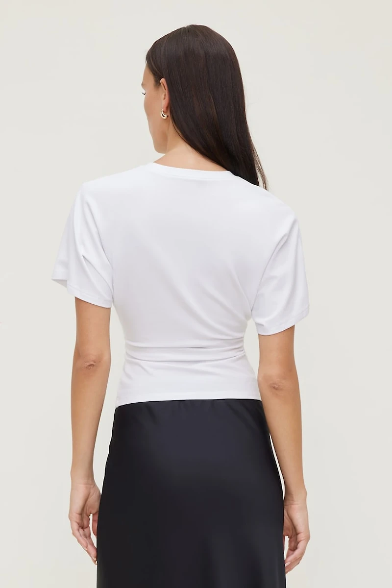 Andrea Shirred Cotton Spandex T Shirt