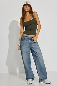 Square Neck Ribbed Tank Top