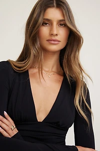 Sculpt Deep Plunge Long Sleeve Top