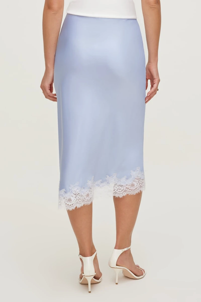 Lace Satin Midi Skirt