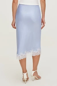 Lace Satin Midi Skirt