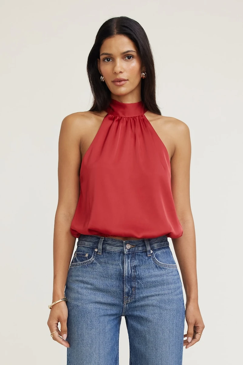 Paloma Bubble Satin Halter Blouse