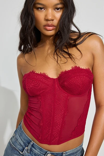 Bustier en dentelle et maille Chrishell