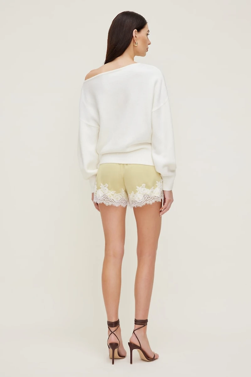 Short en satin et dentelle