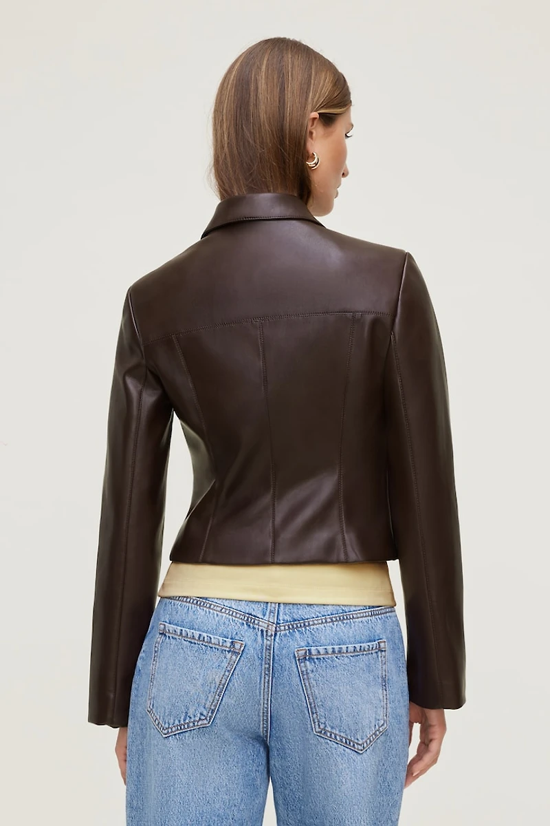 Charlotte Zip Faux Leather Blazer