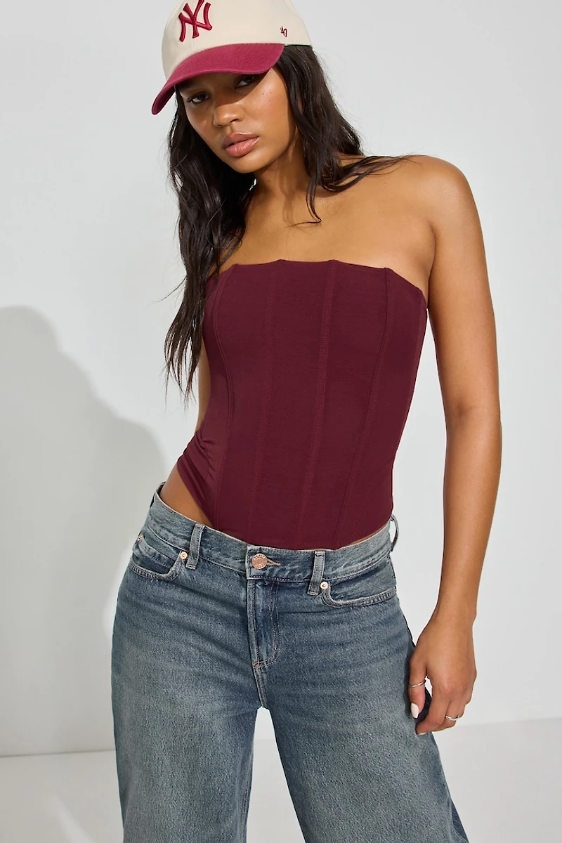 Mesh Longline Tube Corset Top
