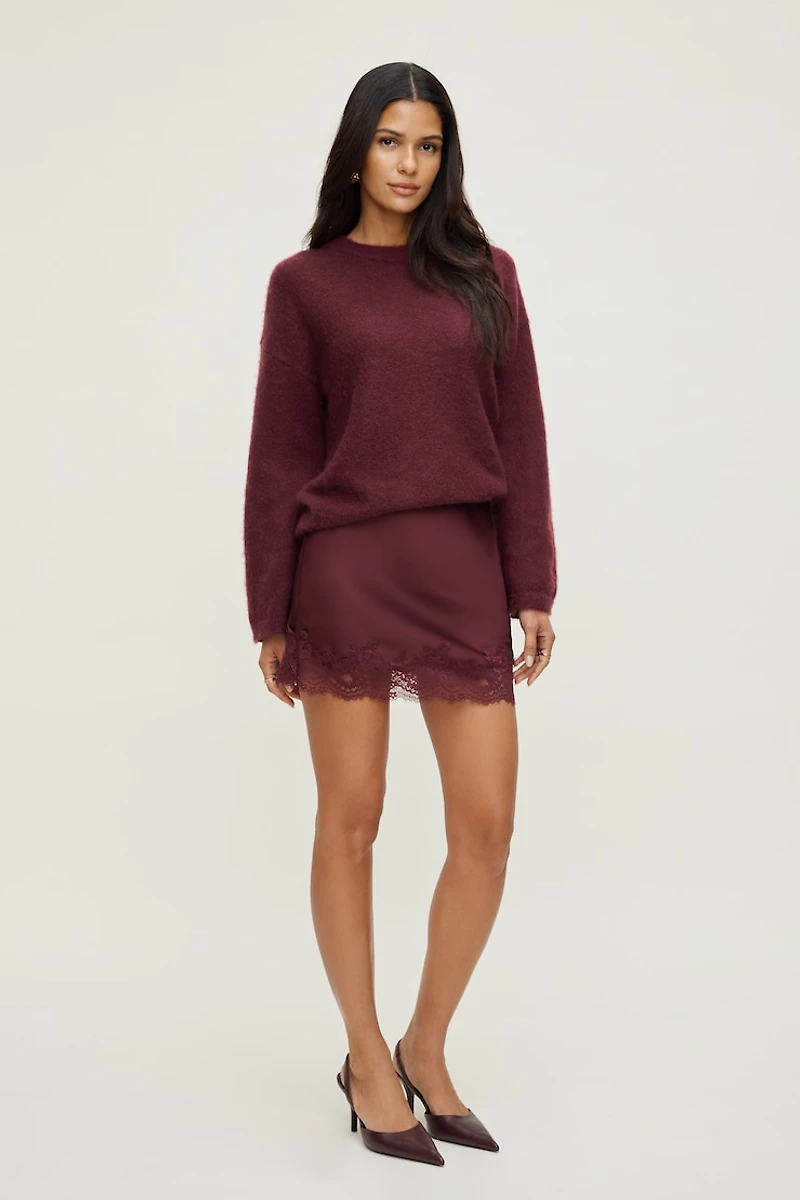 Lace Satin Mini Skirt