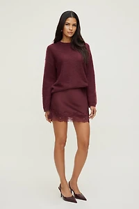 Lace Satin Mini Skirt