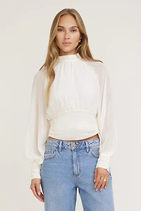 Blouse en chiffon à col montant