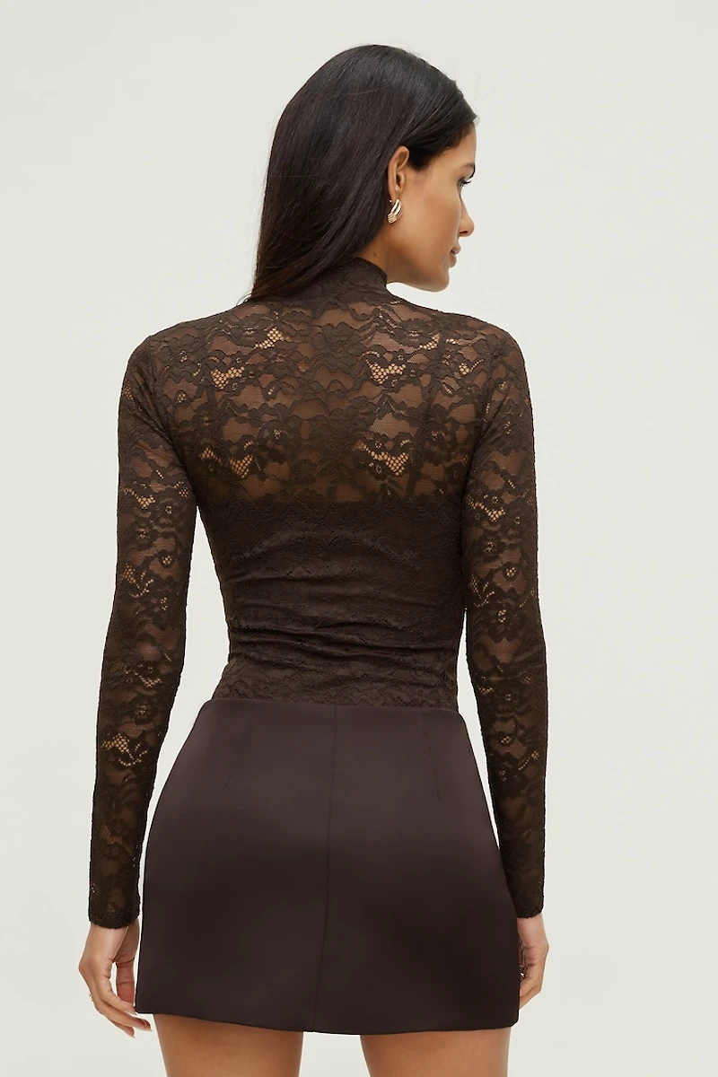 Mock Neck Lace Bodysuit