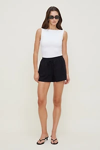 Short à taille haute en lin