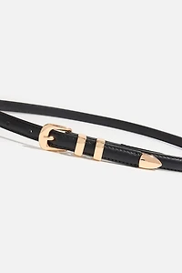 Double Loop Super Slim Faux Leather Belt