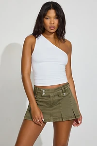 Washed Pleated Mini Skort