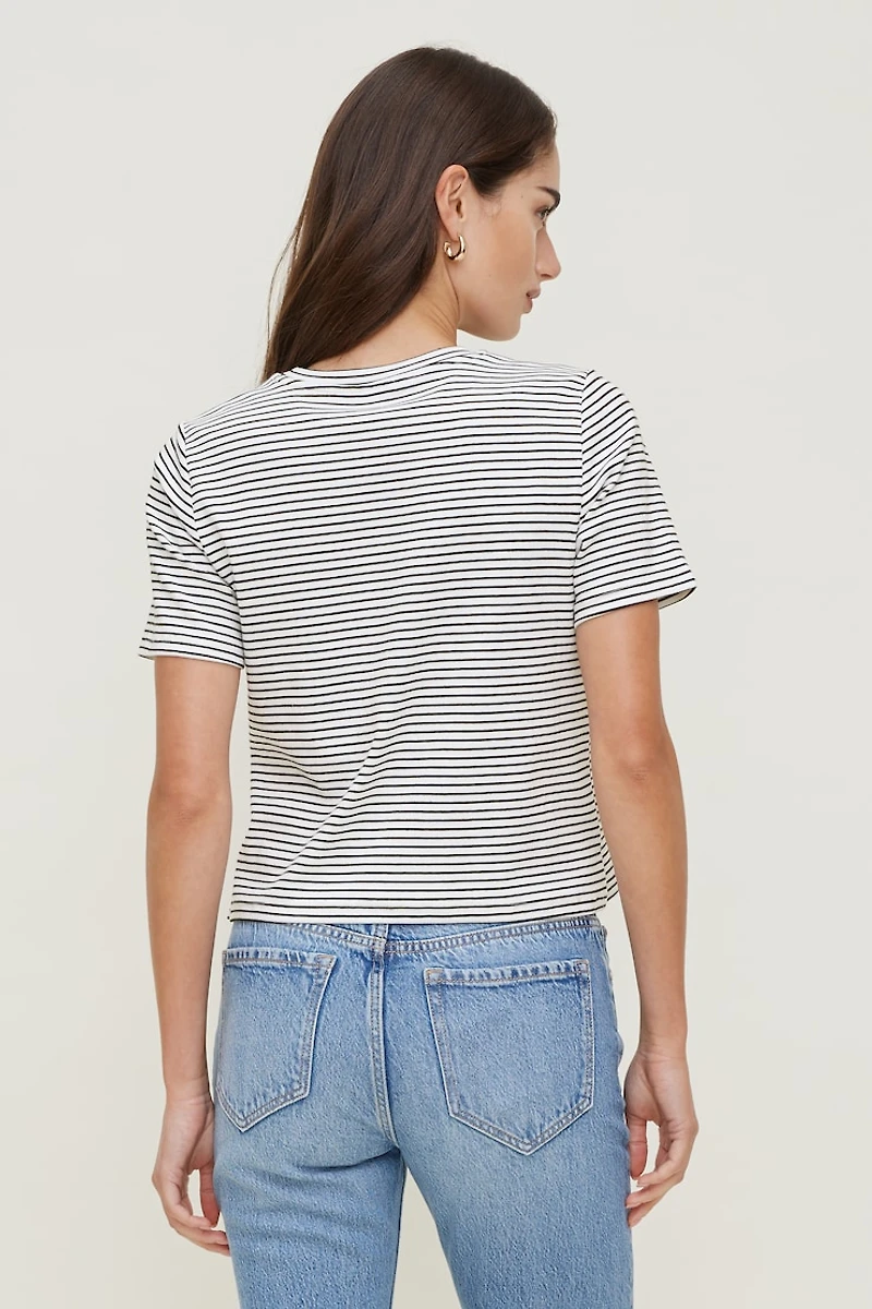 T-shirt quotidien rayé en coton épais