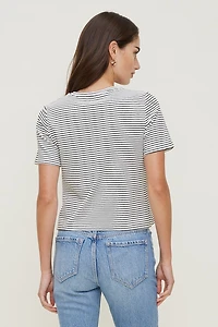 T-shirt quotidien rayé en coton épais