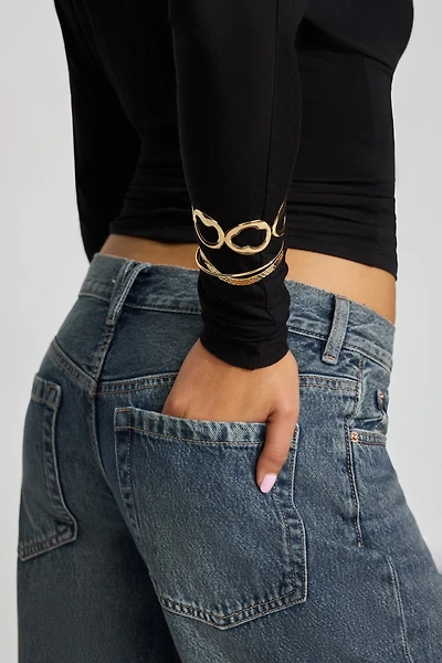 Ensemble de 2 bracelets-manchettes texturés