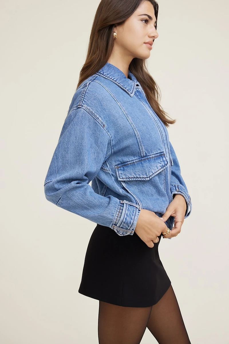 Tencel™ Denim Aviator Jacket