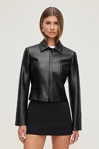 Charlotte Zip Faux Leather Blazer