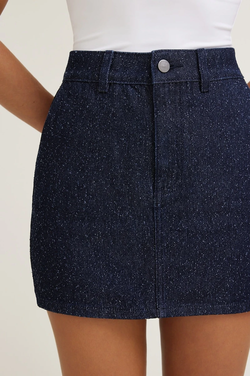 Bouclé Denim Mini Skirt