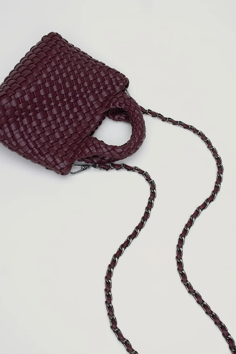 Mini Woven Faux Leather Tote