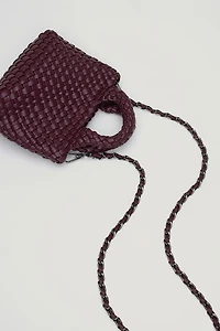 Mini Woven Faux Leather Tote