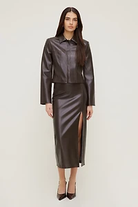 Jupe midi en faux cuir Marlow