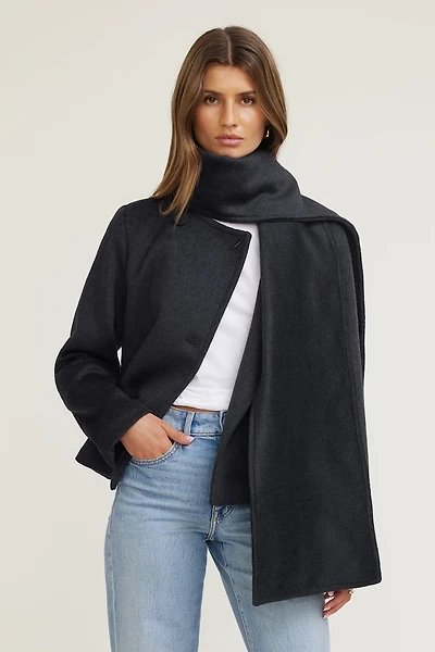 Scarfed Wool Coat