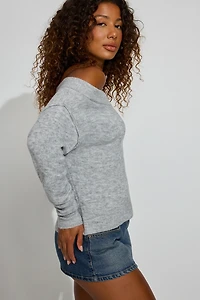 Long Sleeve Off Shoulder Bubble Sweater