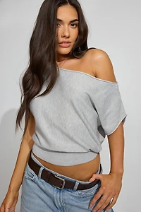 Romi Asymmetric Cinched Waist Sweater