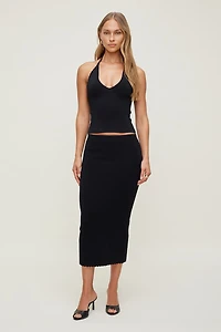 Scallop Trim Sweater Halter Top