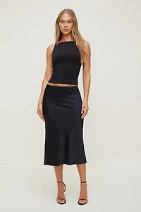 Delila Satin Midi Skirt