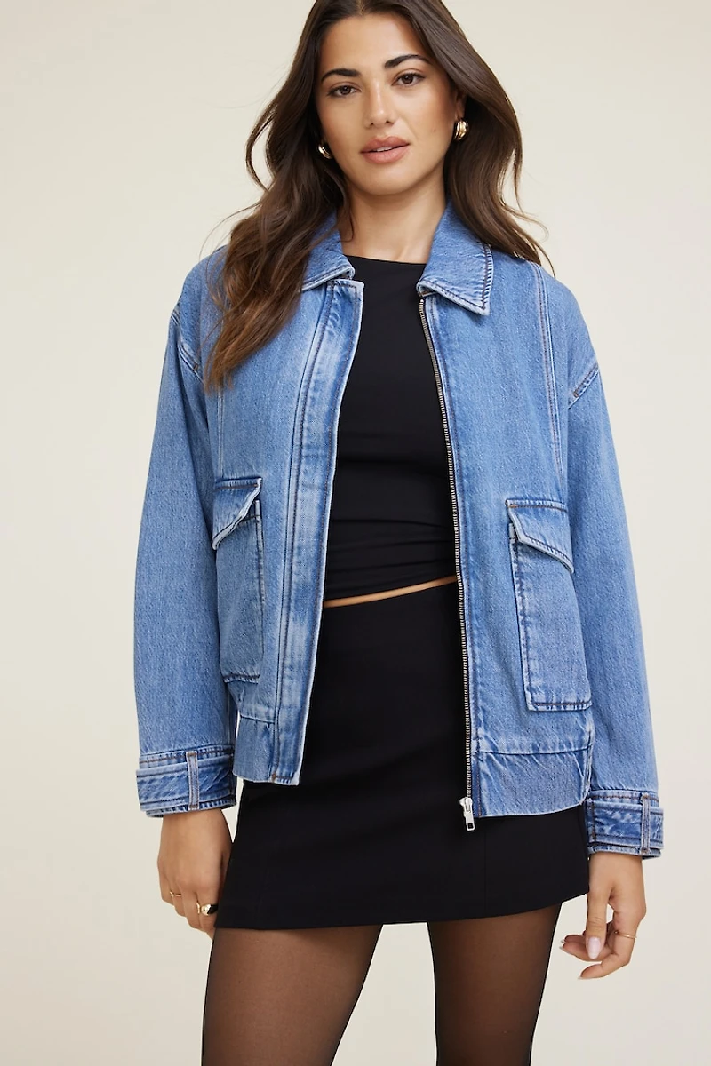 Tencel™ Denim Aviator Jacket