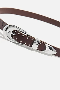 Studded Skinny Faux Leather Belt