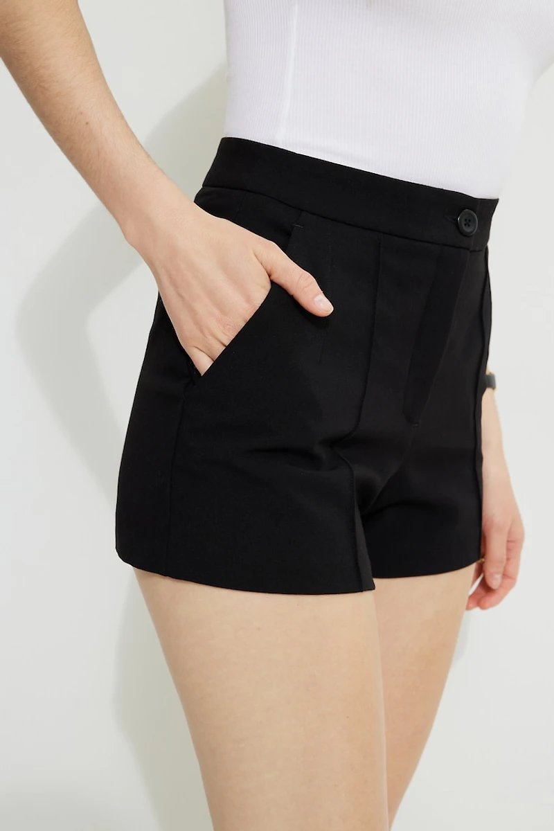 High-Rise Pintuck Shorts