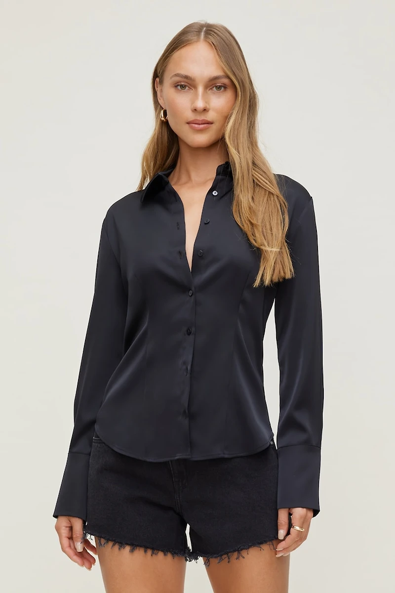 Eva Cinched Satin Shirt