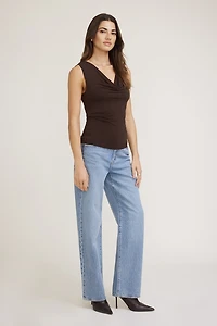 Draped Cowl Neck Jersey Tank Top