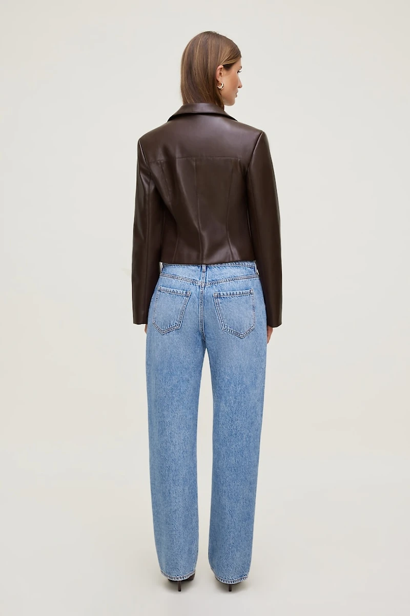 Charlotte Zip Faux Leather Blazer