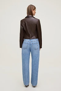 Charlotte Zip Faux Leather Blazer