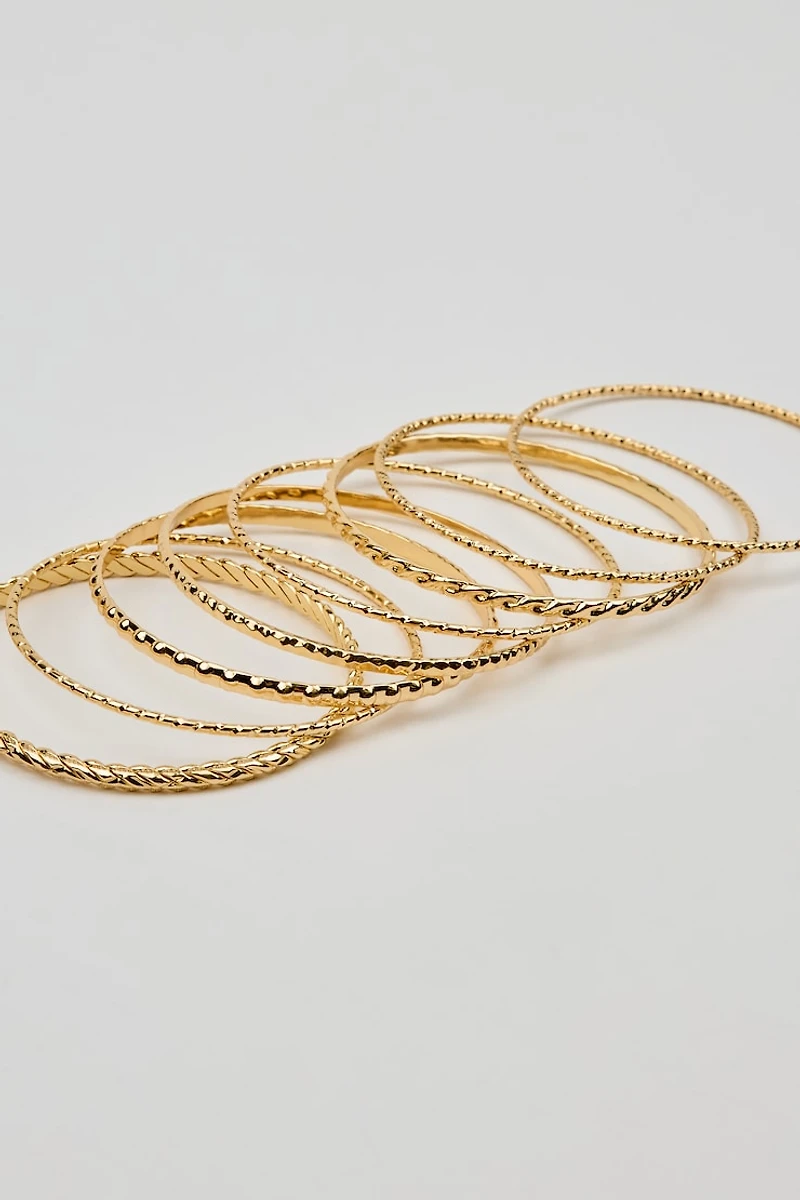 Set of 11 Textured Bangles