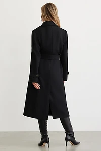 Structured Belted Long Wool Coat