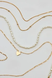 Set of 4 Heart & Pearls Necklaces