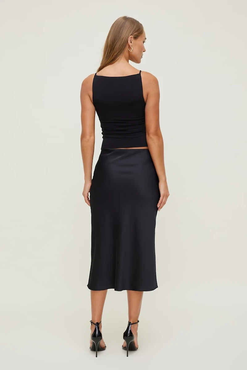 Jupe midi en satin Delila