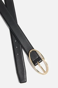 Oval Slim Faux Leather Belt