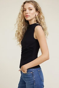 Shirred Mini Mock Cotton Spandex Top