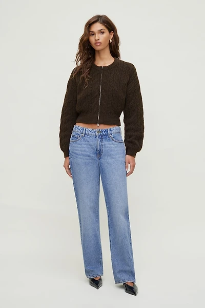 Cable Knit Zip Up Sweater