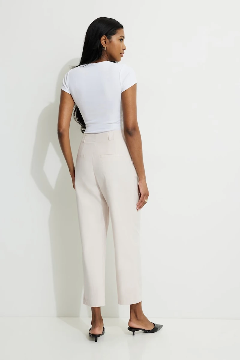 Pantalon droit à la cheville taille haute