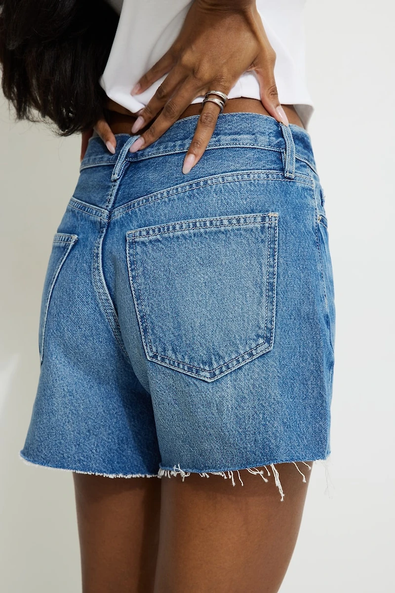 Short en denim décontracté à taille mi-haute Miles
